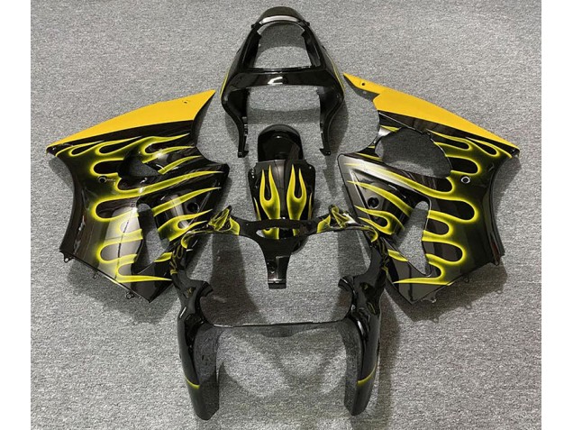 Gloss Black & Yellow Flame 00-02 Kawasaki ZX6R Fairings Gloss Black & Yellow Flame 00-02 Kawasaki ZX6R Fairings