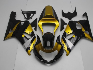 Gloss Black and Gold 01-03 Suzuki GSXR 600-750 Fairings
