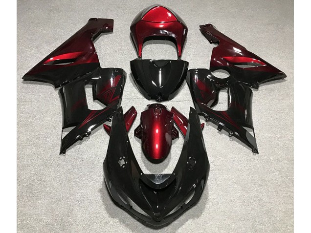 Gloss Black and Red 05-06 Kawasaki ZX6R Fairings Gloss Black and Red 05-06 Kawasaki ZX6R Fairings