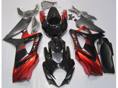 Gloss Black and Red 07-08 Suzuki GSXR 1000 Fairings