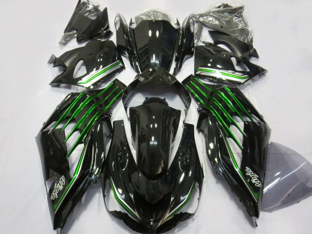 Gloss Black with Green 12-21 Kawasaki ZX14R Fairings Gloss Black with Green 12-21 Kawasaki ZX14R Fairings