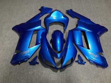 Gloss Blue & Chrome Logos 07-08 Kawasaki ZX6R Fairings