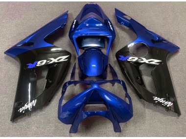 Gloss Blue and Black 03-04 Kawasaki ZX6R Fairings