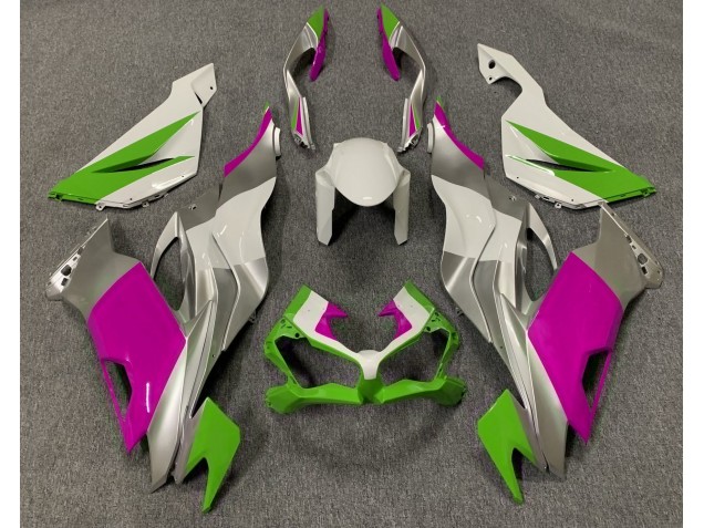 Gloss Green Pink and Silver 19-23 Kawasaki ZX6R Fairings Gloss Green Pink and Silver 19-23 Kawasaki ZX6R Fairings