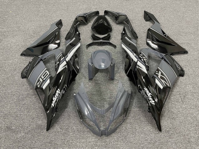 Gloss Grey and Black 13-18 Kawasaki ZX6R Fairings