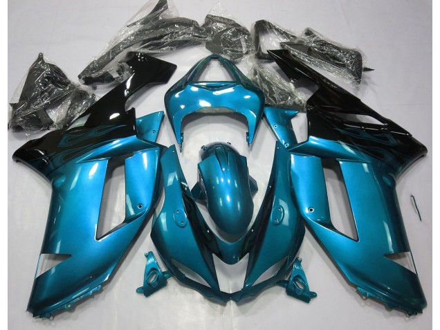 Gloss Light Blue & Black 07-08 Kawasaki ZX6R Fairings Gloss Light Blue & Black 07-08 Kawasaki ZX6R Fairings
