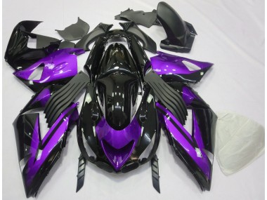 Gloss Purple and Black Plain 06-11 Kawasaki ZX14R Fairings