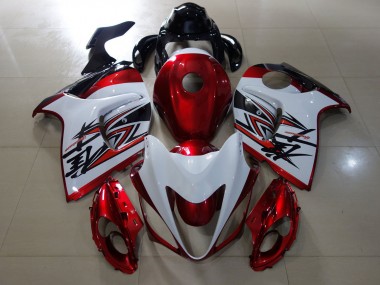 Gloss Red & White Design 08-20 Suzuki GSXR 1300 Hayabusa Fairings