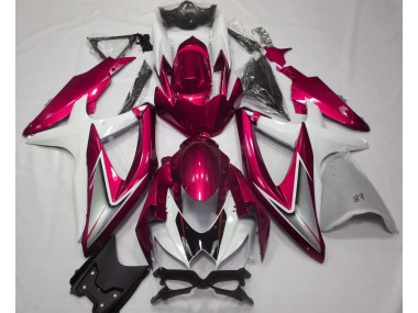 Gloss Red and White 08-10 Suzuki GSXR 600-750 Fairings