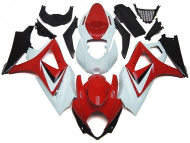 Gloss Red with White OEM Style 07-08 Suzuki GSXR 1000 Fairings