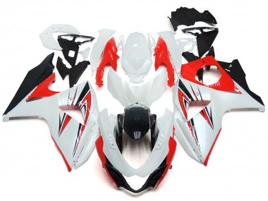 Gloss Red with White and black Custom Style 09-16 Suzuki GSXR 1000 Fairings