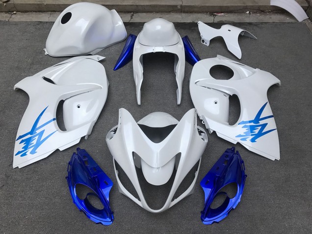 Gloss White & Blue 08-20 Suzuki GSXR 1300 Hayabusa Fairings Gloss White & Blue 08-20 Suzuki GSXR 1300 Hayabusa Fairings