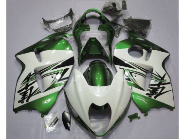 Gloss White & Green 97-07 Suzuki GSXR 1300 Hayabusa Fairings