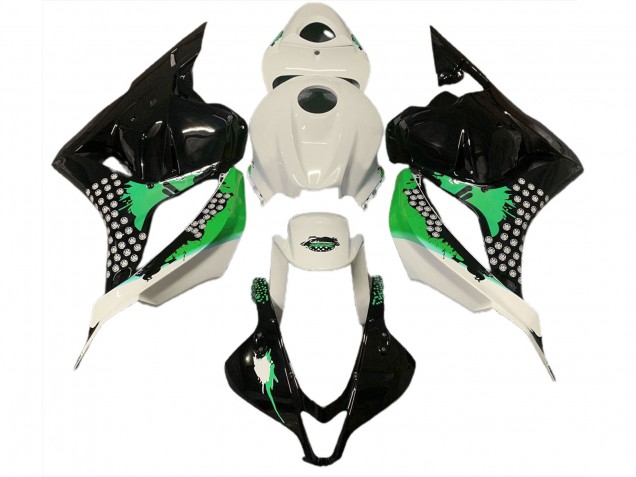 Gloss White & Green Splatter 09-12 Honda CBR600RR Fairings Gloss White & Green Splatter 09-12 Honda CBR600RR Fairings