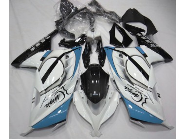 Gloss White & Light Blue 13-18 Kawasaki Ninja 300 Fairings