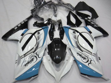 Gloss White & Light Blue 13-18 Kawasaki Ninja 300 Fairings