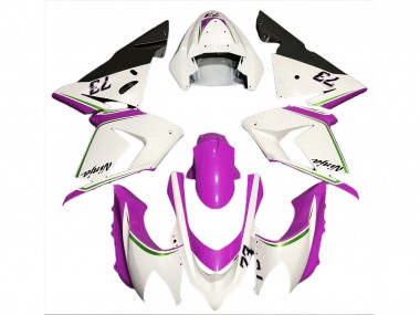 Gloss White & Pink 04-05 Kawasaki ZX10R Fairings