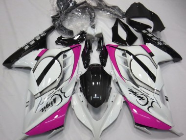 Gloss White & Pink 13-18 Kawasaki Ninja 300 Fairings