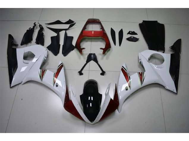 Gloss White & Red Accents 03-04 Yamaha R6 Fairings