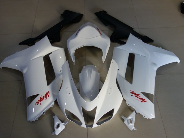 Gloss White & Red Logos 07-08 Kawasaki ZX6R Fairings Gloss White & Red Logos 07-08 Kawasaki ZX6R Fairings