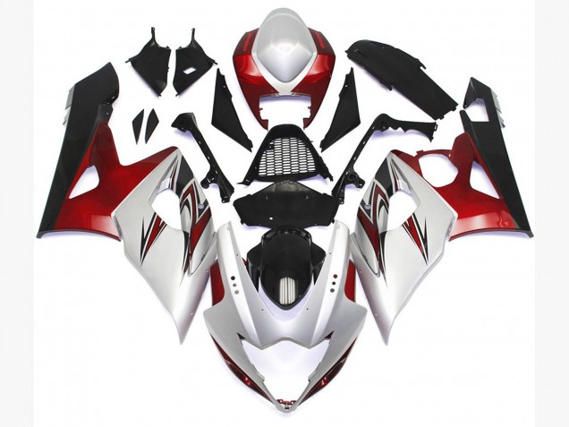Gloss White Style with Silver Hints and Bronze 05-06 Suzuki GSXR 1000 Fairings Gloss White Style with Silver Hints and Bronze 05-06 Suzuki GSXR 1000 Fairings