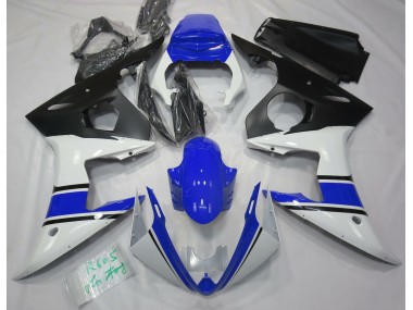 Gloss White and Blue 03-04 Yamaha R6 Fairings