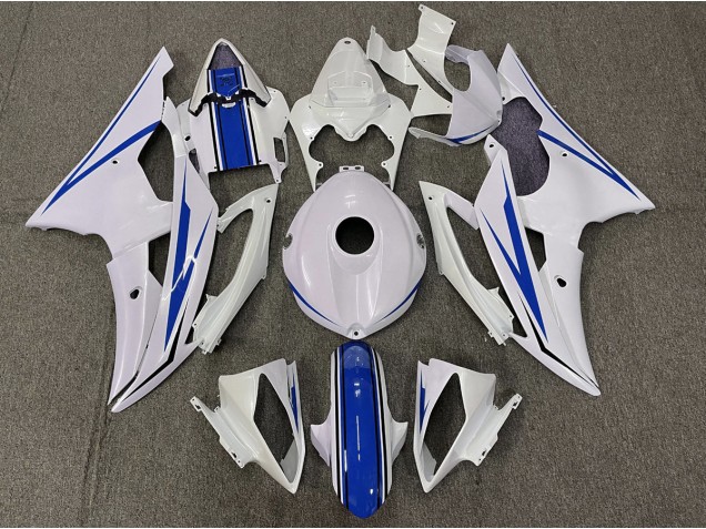 Gloss White and Blue 08-16 Yamaha R6 Fairings Gloss White and Blue 08-16 Yamaha R6 Fairings