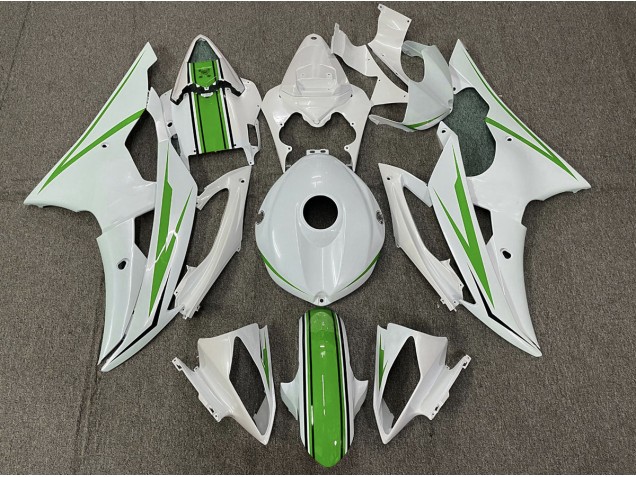 Gloss White and Green 08-16 Yamaha R6 Fairings Gloss White and Green 08-16 Yamaha R6 Fairings
