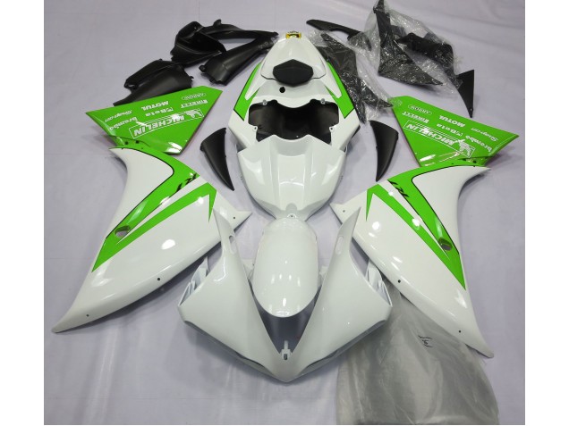 Gloss White and Green 12-14 Yamaha R1 Fairings Gloss White and Green 12-14 Yamaha R1 Fairings