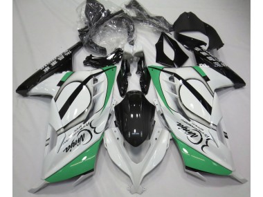 Gloss White and Green 13-18 Kawasaki Ninja 300 Fairings