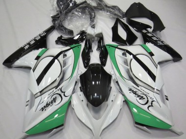 Gloss White and Green 13-18 Kawasaki Ninja 300 Fairings