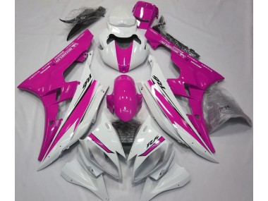 Gloss White and Pink 06-07 Yamaha R6 Fairings