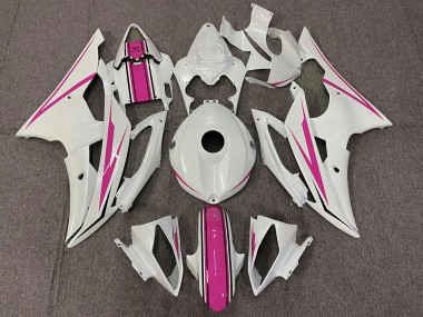 Gloss White and Pink 08-16 Yamaha R6 Fairings