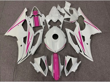 Gloss White and Pink 08-16 Yamaha R6 Fairings