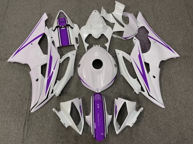 Gloss White and Purple 08-16 Yamaha R6 Fairings