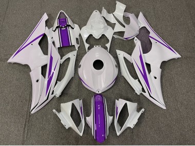 Gloss White and Purple 08-16 Yamaha R6 Fairings