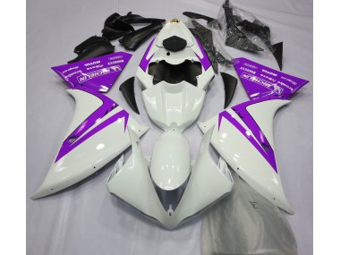 Gloss White and Purple 12-14 Yamaha R1 Fairings