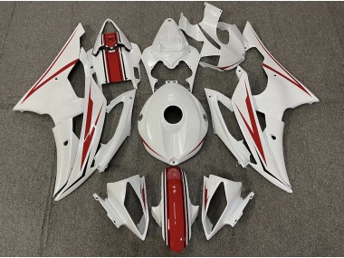 Gloss White and Red 08-16 Yamaha R6 Fairings
