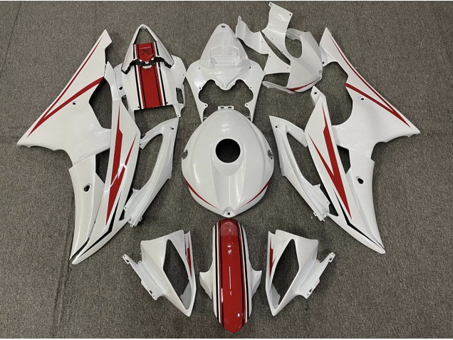 Gloss White and Red 08-16 Yamaha R6 Fairings Gloss White and Red 08-16 Yamaha R6 Fairings