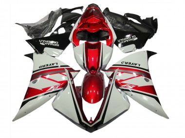 Gloss White and Red 12-14 Yamaha R1 Fairings