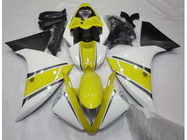 Gloss White and Yellow 09-11 Yamaha R1 Fairings