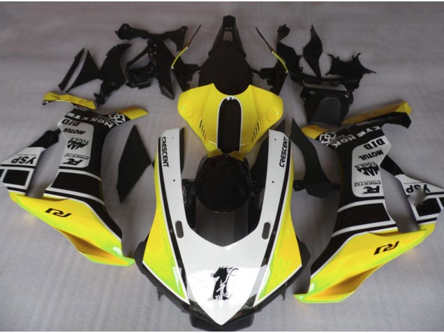 Gloss Yellow & White 15-19 Yamaha R1 Fairings