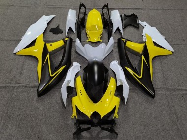 Gloss Yellow and White 08-10 Suzuki GSXR 600-750 Fairings