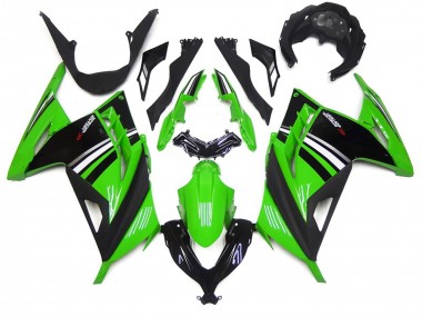 Green Black and White Gloss 13-18 Kawasaki Ninja 300 Fairings