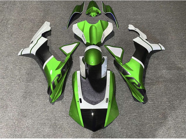 Green & Carbon Fiber Accents 15-19 Yamaha R1 Fairings Green & Carbon Fiber Accents 15-19 Yamaha R1 Fairings