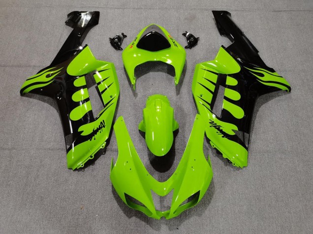 Green Flame 07-08 Kawasaki ZX6R Fairings Green Flame 07-08 Kawasaki ZX6R Fairings