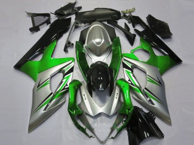 Green Silver and Black 05-06 Suzuki GSXR 1000 Fairings