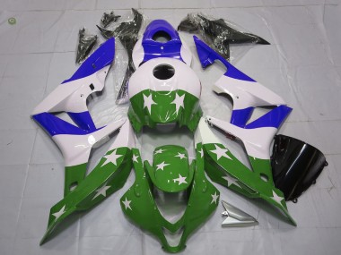 Green and Blue Stars and Stripes 07-08 Honda CBR600RR Fairings