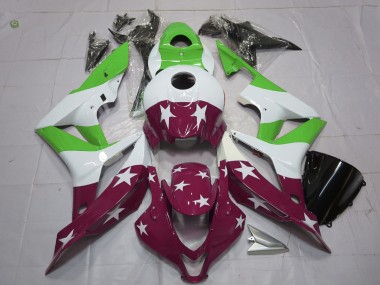 Green and Maroon Stars and Stripes 07-08 Honda CBR600RR Fairings