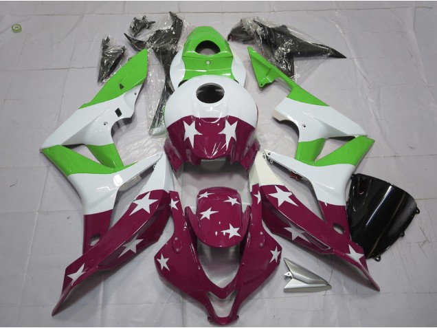 Green and Maroon Stars and Stripes 07-08 Honda CBR600RR Fairings Green and Maroon Stars and Stripes 07-08 Honda CBR600RR Fairings